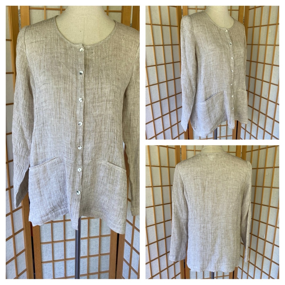 J. Jill Pure Jill Linen Lightweight Jacket Long Sleeves and Boxy Fit SZ XS